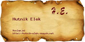 Hutnik Elek névjegykártya